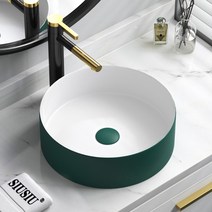 건식 탑볼 세면대 욕실 세면볼 원형 카운터 미용실 미니 새면대, 410x410x155 세면대 수전포함