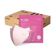 플로우천사황사방역마스크(KF94)(중형), 50매 (중대형 성인여성), 핑크