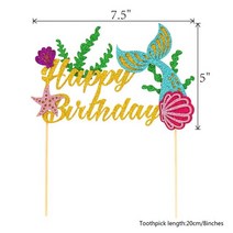 [라임] 마카롱 인어 케이크 토퍼 귀여운 해양 동물 컵케익 생일 파티 디저트 장식 베이비 샤워 호의, [01] topper-a