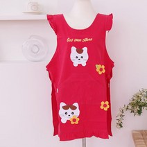 데코나인 고양이앞치마 어린이집 유치원앞치마 교회 원피스, 꽃고양이앞치마-레드