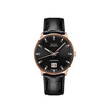 Mido Commander 시계 블랙 가죽 스테인리스 스틸 PVD 골드 M0216263605100 핑크