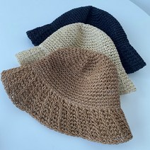 워더미 썸머 밀짚 라탄 버킷햇 사파리 모자 3color W403