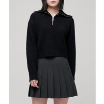 [빠른출고]/무신사 스탠다드안다르D 우먼즈 램스울 리브드 니트 하프 집업 [블랙] WOMENS LAMBSWOOL RIBBED KNIT HALF ZIP-UP [BLACK]