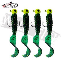 텃밭 관리기 농업용관리기 도보 물고기 4PCS 3.5g 지그 후크 6cm 소프트 테일 루어 미끼 웜 구더기 실리카, 04 Green