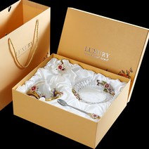 ZT 유럽 커피잔 크리스탈 글라스잔 쥬스잔 플라워티잔 [배송중 파손 무료 재발급], 데이지 미니+에나멜 스푼+컵뚜껑+접시+선물세트