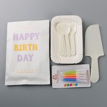 일회용 나이프 종이접시 캔들 4in1 대접 케이크, 1개, T09-5 접시 포크 스푼칼초 50 투베이지