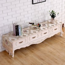 SKANDSALO 식탁보 레이스 패브릭아트 직사각형 거실 화장대 신발장 긴테이블 커버먼지방지 덮개천, T08-골드, C01-40*180CM(적합 장롱 110-140CM)