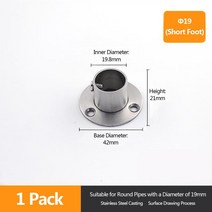 브라켓 벽걸이거치대 티비벽걸이 tv 셋톱박스 천정형 사운드바 1Pcs 옷장에 대 한 두꺼운 스테인레스 스틸, 01 Diameter 19-Short