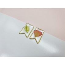 (예쁠제어질인) 압화 책갈피 / 장미 북마크 루스커스 잎 책갈피