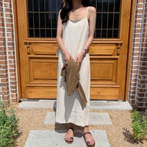 겟잇미 스퀘어넥 린넨 레이온 일자핏 나시 원피스