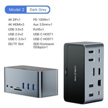 usb허브 c타입허브 호환 CABLETIME USB 도킹 스테이션 C 허브 4K 60Hz PD100W M.2 SSD 인클로저 RJ45 어댑, 02 16 Docking 5Gbps