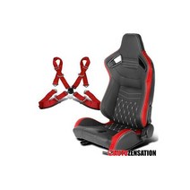 자동차 부품 튜닝 전조등 후미등 타이어휠 블랙 PVC 가죽 탄소 섬유 룩 스포티 레이싱 SeatRed 4점 Camlock 벨트