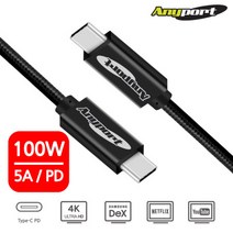 애니포트 TYPE C 초고속 PD 케이블 AP-PD100W, 블랙, 1개, 200cm
