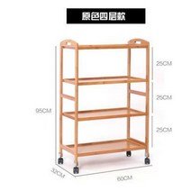 원목 이동식 바퀴달린 트롤리 트레이 선반 서랍 웨건 카트 수납 진열대 4단 3단 나무 차, 오크 4단