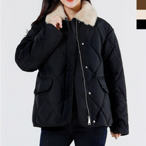 여성 퍼카라 다이아 퀼팅 숏패딩 점퍼
