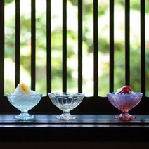 일본 히로타글라스 레트로 아이스크림볼 빙수볼 디저트볼, 민트블루
