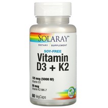 Solaray 비타민D3 ＋ K2 대두 무함유 베지 캡슐 60정
