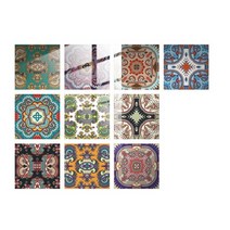 10pcs 자기 접착 크리스탈 타일 벽 스티커 만다라 pvc 벽지 diy 타일 욕실 주방 장식 벽화 스티커 이동식, 1-10pc 10x10cm