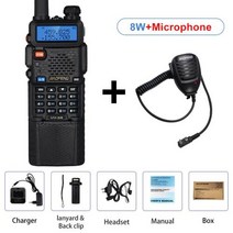 생활용 무전기 3800mAh 높은 전원 8W Baofeng UV5R 워키 토키 듀얼 디스플레이 밴드 휴대용 UHF VHF BFUV5R, 3800mAh 8W Add Mic+EURO