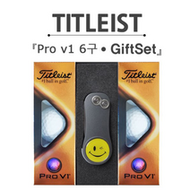 브라더스골프 타이틀리스트 Pro V1 6구 골프공 그린보수기 선물세트, 블루
