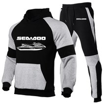 바이크복 라이딩 모터사이클복 아라이 sea doo seadoo moto men 39s 인쇄 패션 패치 워크 운동복 후드 운동복 까마귀 탑스 스웨트 팬츠 2 피스 슈트, 1, XL
