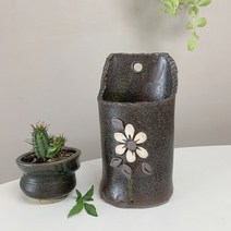 벽에거는 도자기 화분 국내제작 벽걸이 행잉화분, 다크그린