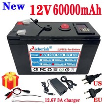 aicherish 태양 전지 패널 백업 전원 12v 60ah bms 12.6v 충전기 크세논 램프 lnverter 태양 광 가로등 전자 자전거 스쿠터 배터리