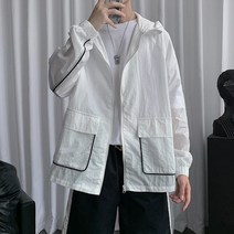 루즈핏 스티치 라인 포켓 후드 바람막이 점퍼 MR2163