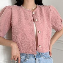 옷자락 [옷자락] 여자 여름 간절기 세련된 퍼프 반팔 블라우스 자켓