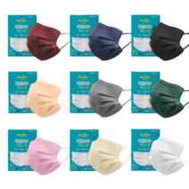 마이데이즈 MB필터 레인보우 국산 일회용 컬러덴탈마스크 중형 대형 색깔 유색 무지개 색상, 버건디(와인), 중형(M), 30매(일괄포장)-옐로우BOX