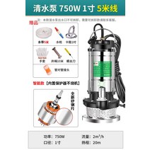 워터 펌프 수중 수영장 물 빼기 배수 양수기 잠수 흡입, 750W1인치물펌프-5미터라인5미터파이프