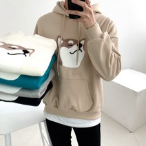기모 남여공용 입체 퍼 자수 시바견 패치 오버핏 후드티(5color)