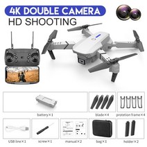 미니드론 입문용드론 촬영용드론 농업용드론 초등학생드론 kbdfa e88 pro quadcopter 4k hd wifi fpv 1080p 카메라 높이 홀드 rc foldable, 회색 이중 c-4k-1b