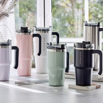 오슬로 리볼브 이중 진공 뚜껑분리형 스테인리스 스틸 보온 보냉 골드컵 텀블러 (600ml 900ml 6종 컬러 가능 ) + 트라이탄 빨대, 600ml, 핑크