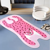 Lacomfy 아동용 러그 레오파드 프린트 러그 핑크 동물 모양 부분 러그 아이방 침실 카툰 러너 러그 다크 핑크 폭신한 매트 십대 소년 소녀용 부드러운 바닥 러그 카펫 놀이방
