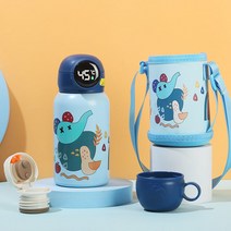 BETZIP 원터치 텀블러 온도표시 텀블러 보온보냉병 500ML, 코끼리