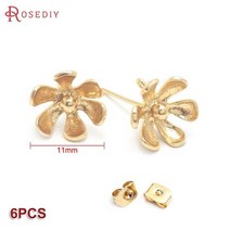 공예 부속 24K 골드 컬러 황동 3D 특별한 꽃 가지 스터드 귀걸이 핀 쥬얼리 만들기 용품 Diy 재료 액세서, 12 37808-24K Gold Color
