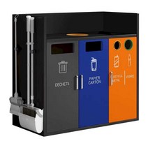 음료반납대 쓰레기통 분리수거 셀프바 음료 쟁반 수거, 블랙오렌지(문2)-길이85폭50높이100