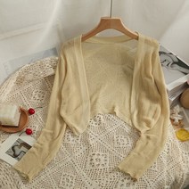 볼레로가디건 숄 꽈배기 가디건 여성 여름 2022 얇은 코트 자른 니트 카디건 선 셔츠