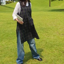 방가지똥 앞치마 통원피스 체크 앞치마 단추없는, 1개