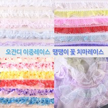모비딕파워 [모비딕파워] 제기만들기 그림놀이 전통만들기 만들기키트 전통놀이 컬러단추, 아★ 이중레이스 곱창레이스 치마레이스 오간디 땡땡이, 아★ 이중-흰색(약1.3M)