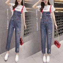 토리팡팡 와이드 멜빵 점프슈트 청멜빵바지 예쁜 워싱 데님 9부 바지 90901-1