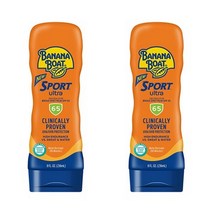 Banana Boat 울트라 스포츠 선크림로션SPF65 광범위 스펙트럼 UVA UVB 바나나향 휴가필수템 236ml 2개