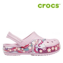 크록스 아동 샌들 39- 206160-6GD Kids Crocs Fun Lab Unicorn Band Lights Clog Ballerina Pink