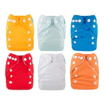 ALVABABY 포켓 용 5.4kg 12파운드 미만의 아기 스냅 천 기저귀 6개 인서트 12개 포함 6SVB10-DA, 01스냅스 퓨어 컬러 03