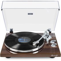 턴테이블 무선 출력 연결 기능이 있는 벨트 드라이브 레코드 플레이어 비닐 지원 33&45 RPM 속도 포노 라인 고급 자기 카트리지 및 카운터웨이트로 USB 디지털에서 PC로 녹음, 바크 브라운, 바크 브라운