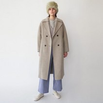 올리브데올리브 니트카라 패딩 베스트 롱 더블 코트 OW2WH621