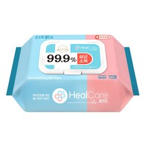 소확행몰 헬케어 프리미엄 손소독티슈 소독용 물티슈 70매 캡형 손세정제