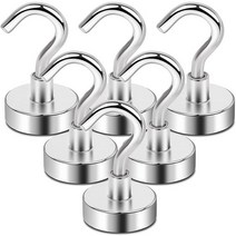 LOVIMAG 헤비듀티 네오디뮴 자석 후크 걸이 6개 팩 25파운드, Silver
