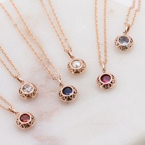 [엘리스타] 블링블링 14k 로즈골드 탄생석 별자리 선물 목걸이